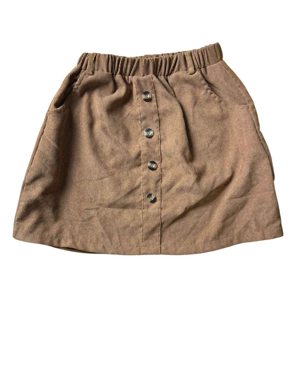 SHEIN Girls Brown Corduroy Skirt with Button Sz 140/medium
